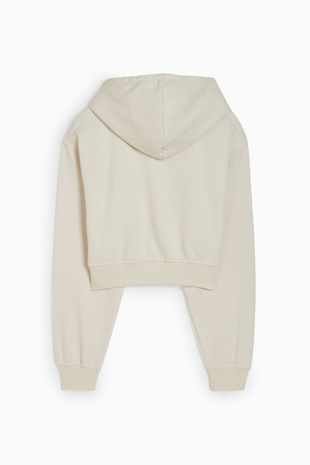 Femmes - Sweat court à capuche - blanc crème