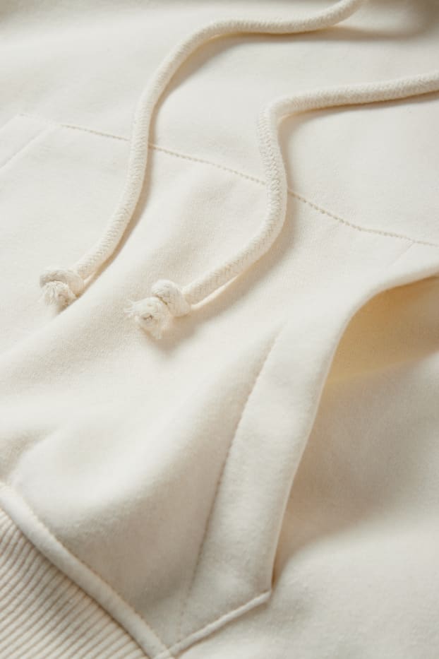 Femmes - Sweat court à capuche - blanc crème