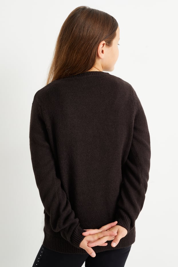 Enfants filles - Renne - pull de Noël - noir