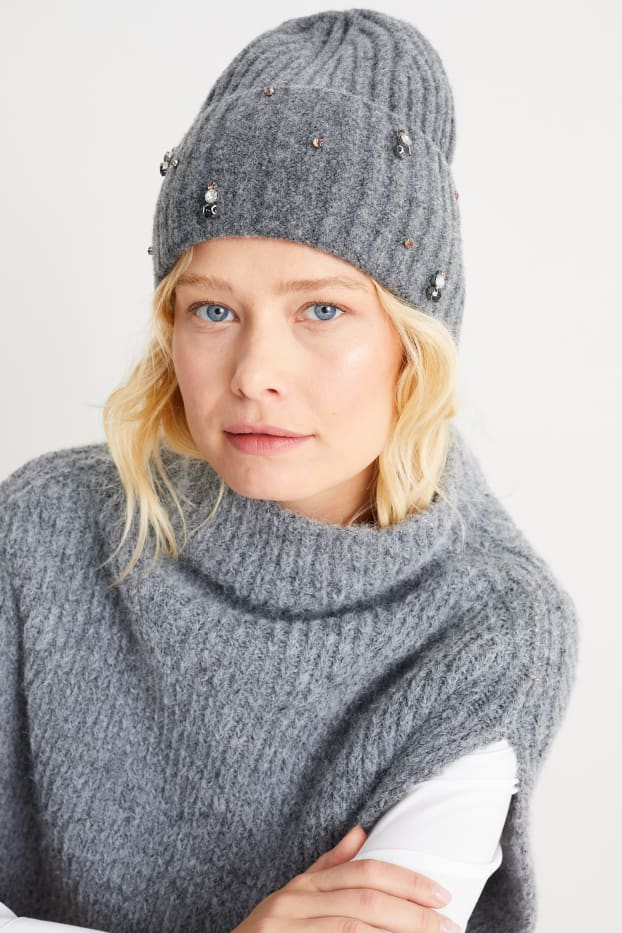 Women - Knitted hat - gray