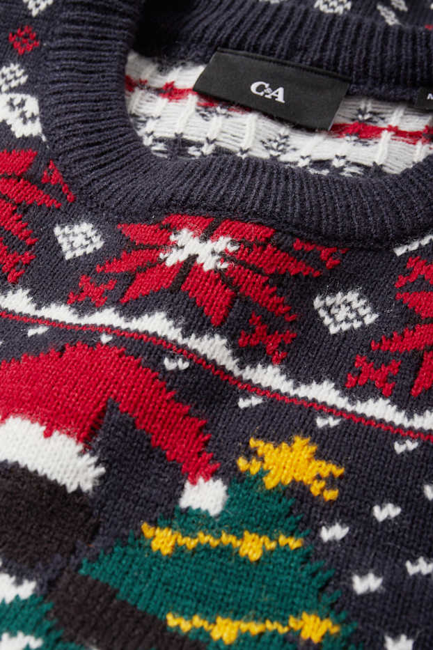 Uomo - Maglione natalizio - Babbo Natale - blu scuro