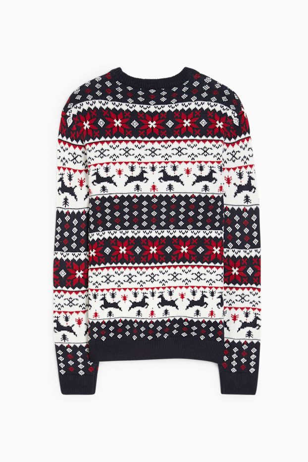 Uomo - Maglione natalizio - Babbo Natale - blu scuro