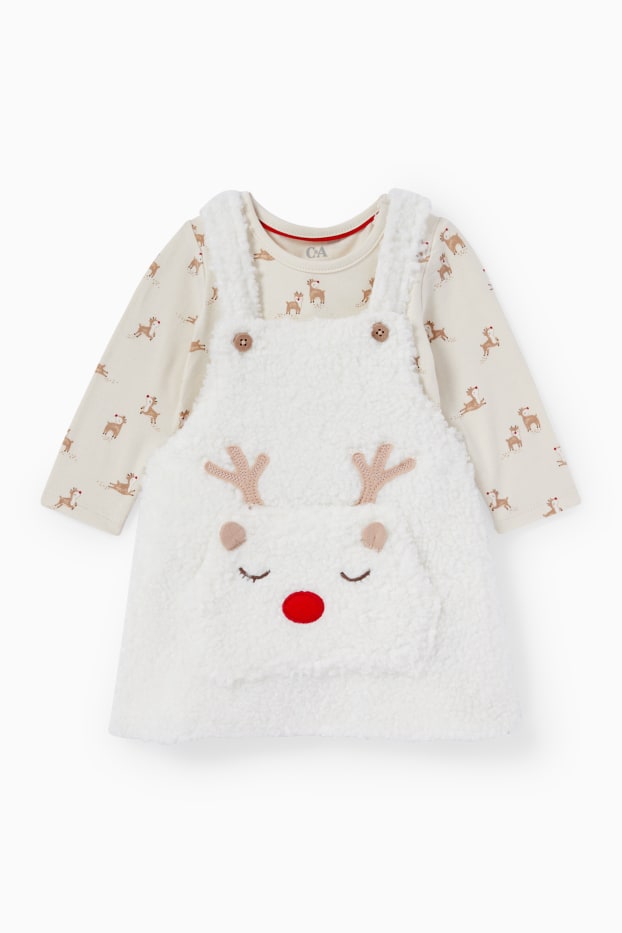 Bébés filles - Rudolphe - ensemble de Noël pour bébé - 2 pièces - blanc crème