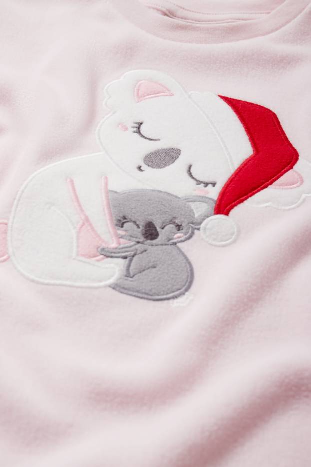 Copii - Fete - Koala - pijama de fleece, cu motive de Crăciun - 2 piese - roz