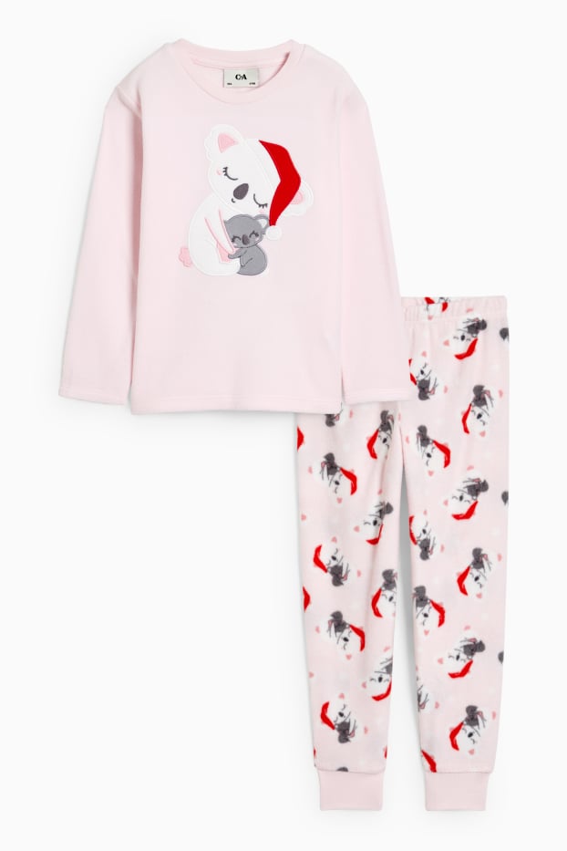 Copii - Fete - Koala - pijama de fleece, cu motive de Crăciun - 2 piese - roz