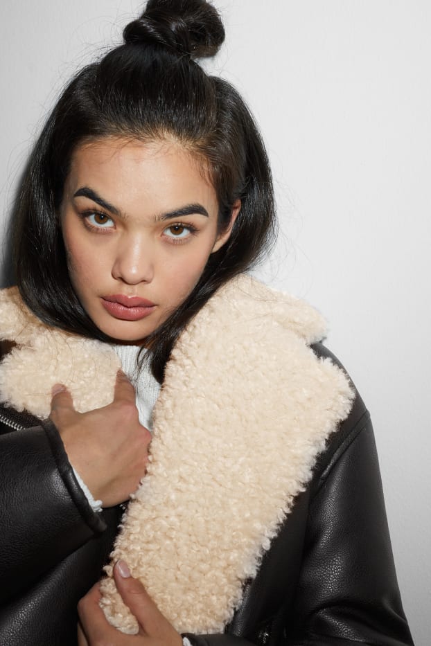 Femmes - CLOCKHOUSE - veste imitation mouton - synthétique - noir