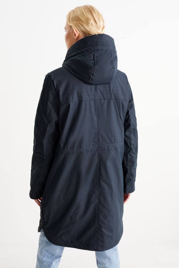 Dames - Parka met capuchon - donkerblauw
