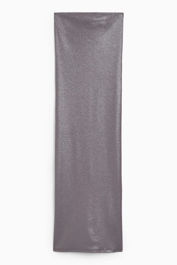 Damen - Bandeau-Kleid - glänzend - dunkelgrau