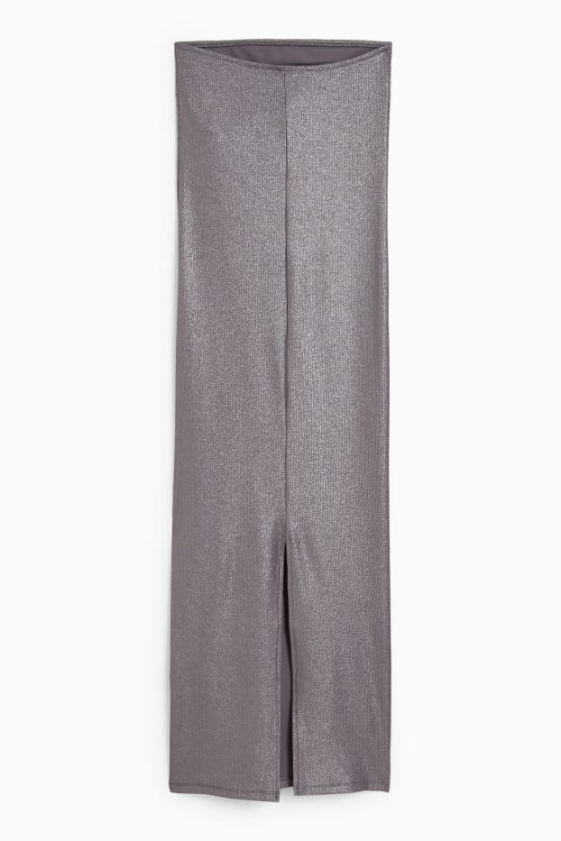 Damen - Bandeau-Kleid - glänzend - dunkelgrau