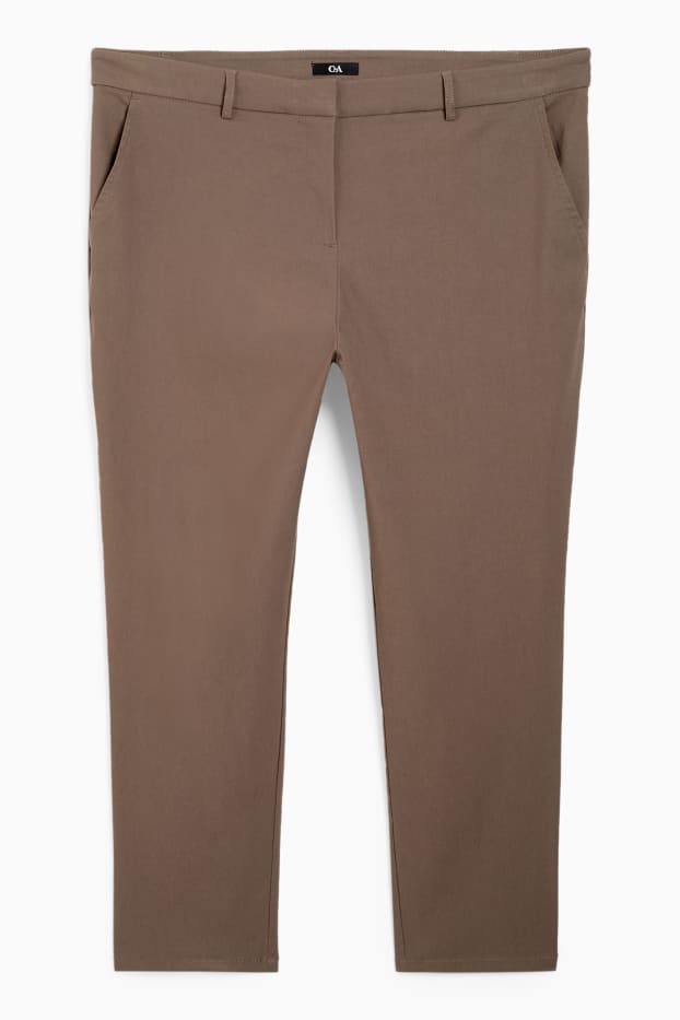 Femmes - Pantalon en toile - mid waist - straight fit - marron clair