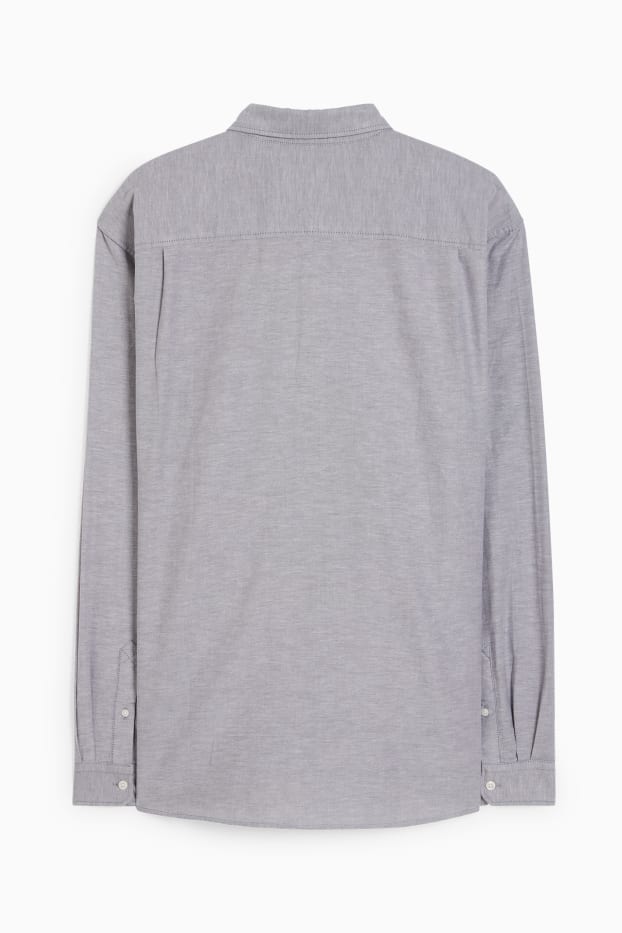 Hommes - Chemise oxford - regular fit - col button-down - gris