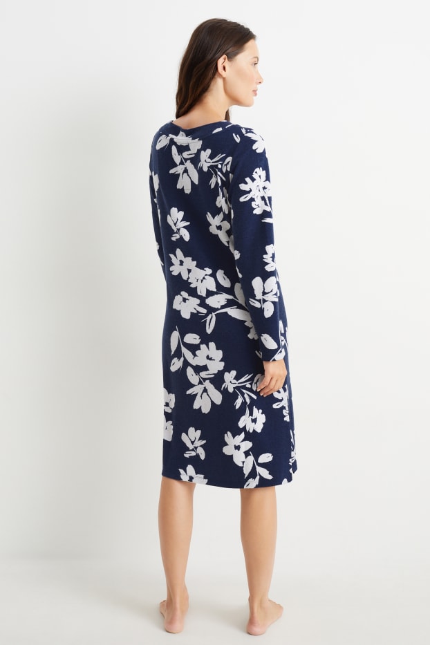 Damen - Nachthemd - geblümt - dunkelblau