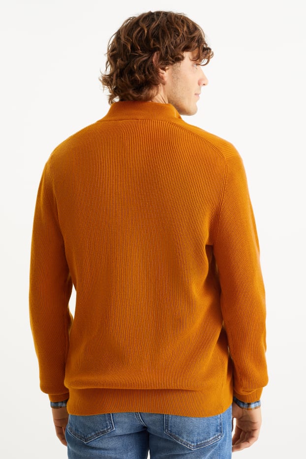 Men - Jumper and shirt - regular fit - button-down collar - havanna