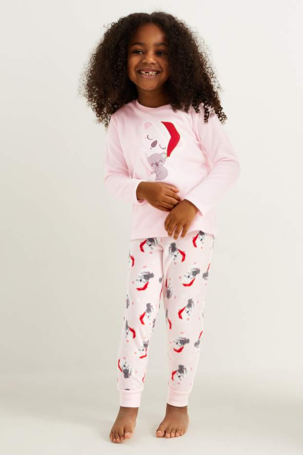 Copii - Fete - Koala - pijama de fleece, cu motive de Crăciun - 2 piese - roz