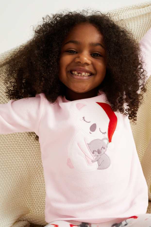 Copii - Fete - Koala - pijama de fleece, cu motive de Crăciun - 2 piese - roz