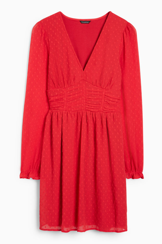 Dames - CLOCKHOUSE - A-lijn-jurk - donkerrood