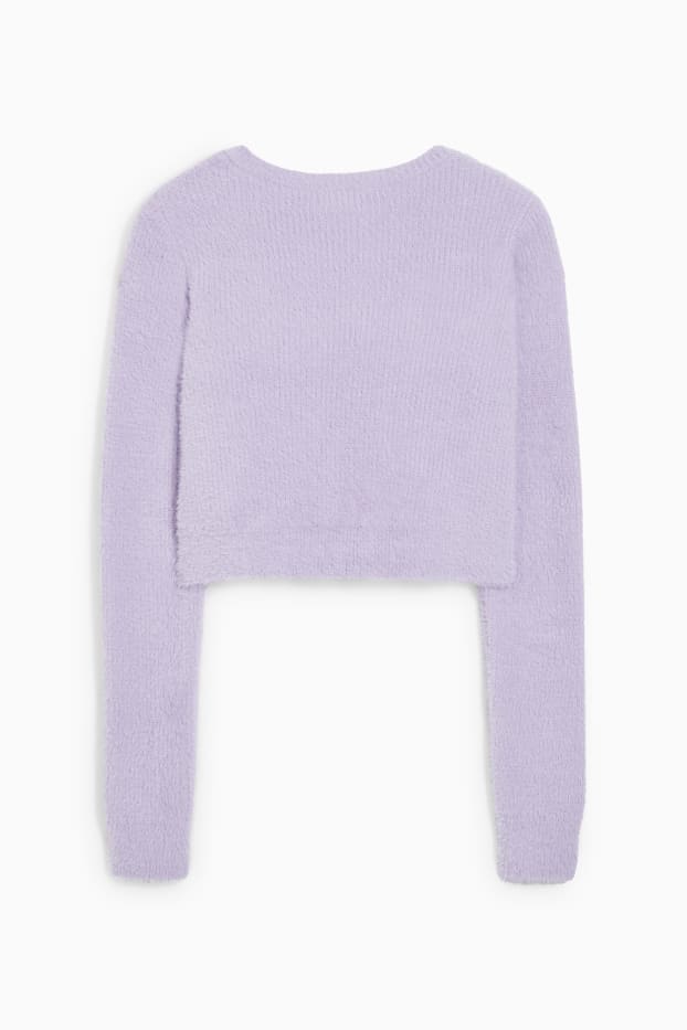 Women - Knitted bolero - light violet