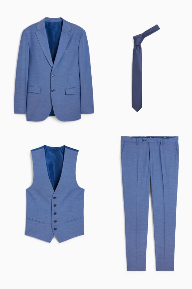 Hommes - Costume à cravate - regular fit - 4 pièces - bleu