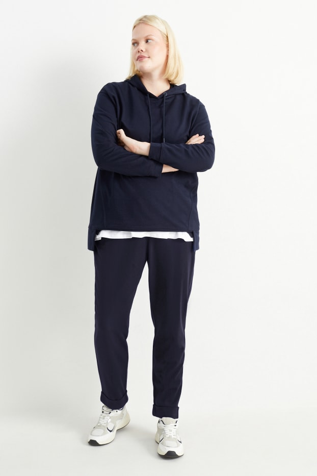 Femmes - Pantalon de toile - mid waist - tapered fit - bleu foncé