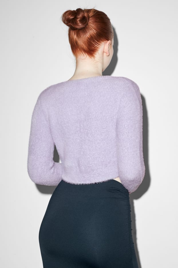 Women - Knitted bolero - light violet