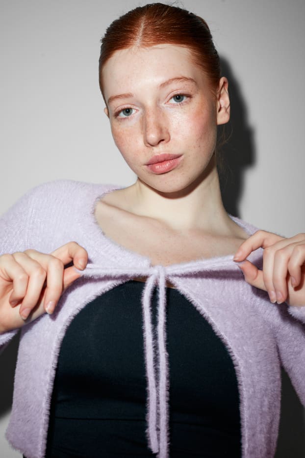 Women - Knitted bolero - light violet