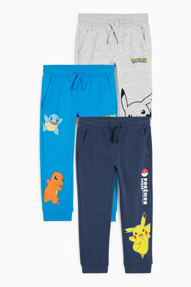 Enfants garçons - Lot de 3 - Pokémon - pantalon de jogging - bleu foncé