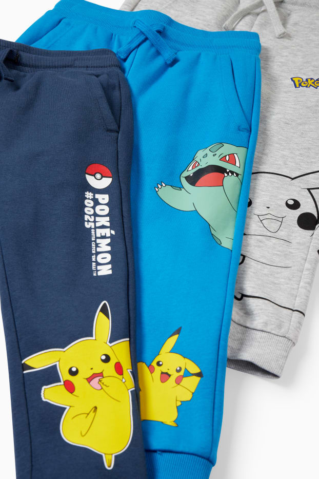 Enfants garçons - Lot de 3 - Pokémon - pantalon de jogging - bleu foncé