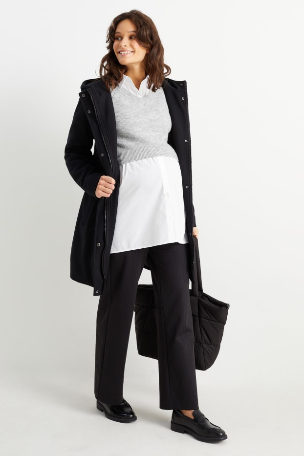 Donna - Pantaloni di jersey premaman - relaxed fit - design gessato - grigio scuro