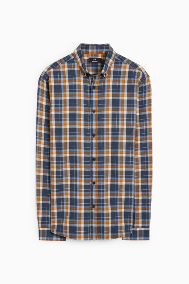 Men - Jumper and shirt - regular fit - button-down collar - havanna