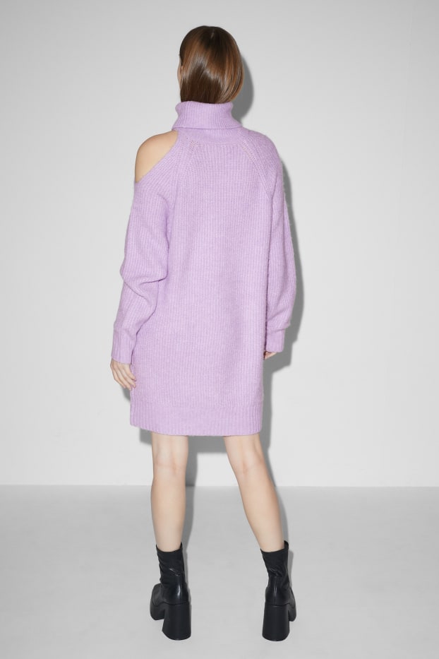 Damen - Strickkleid mit Cut-Out - hellviolett
