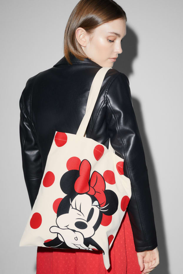 Damen - Minnie Maus - Jutebeutel - gepunktet - weiß