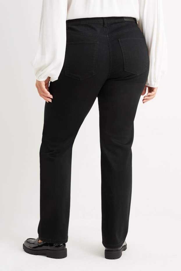 Women - Straight jeans - mid-rise waist - LYCRA® - black