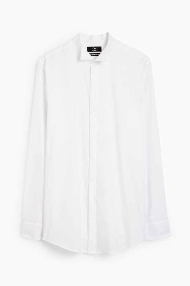 Men - Tuxedo shirt - slim fit - wing collar - easy-iron - white