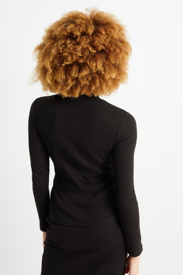 Damen - Basic-Langarmshirt - schwarz