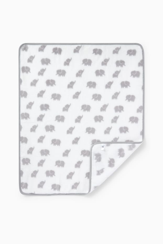 Bébés garçons - Éléphant - couverture pour bébé - 100 x 80 cm - blanc / gris