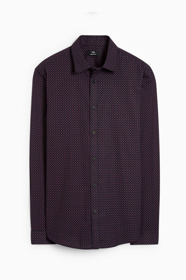 Men - Jumper and shirt - regular fit - Kent collar - dark red