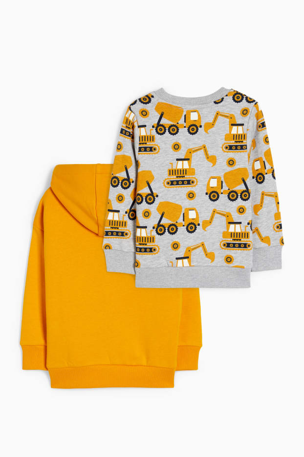 Enfants garçons - Lot de 2 - pelleteuse - sweat à capuche et sweat - orange