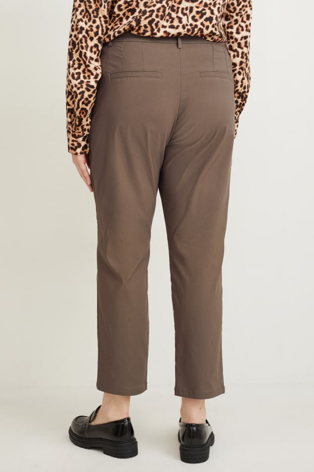 Femmes - Pantalon en toile - mid waist - straight fit - marron clair