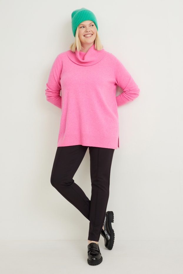 Damen - Hose - High Waist - Slim Fit - schwarz