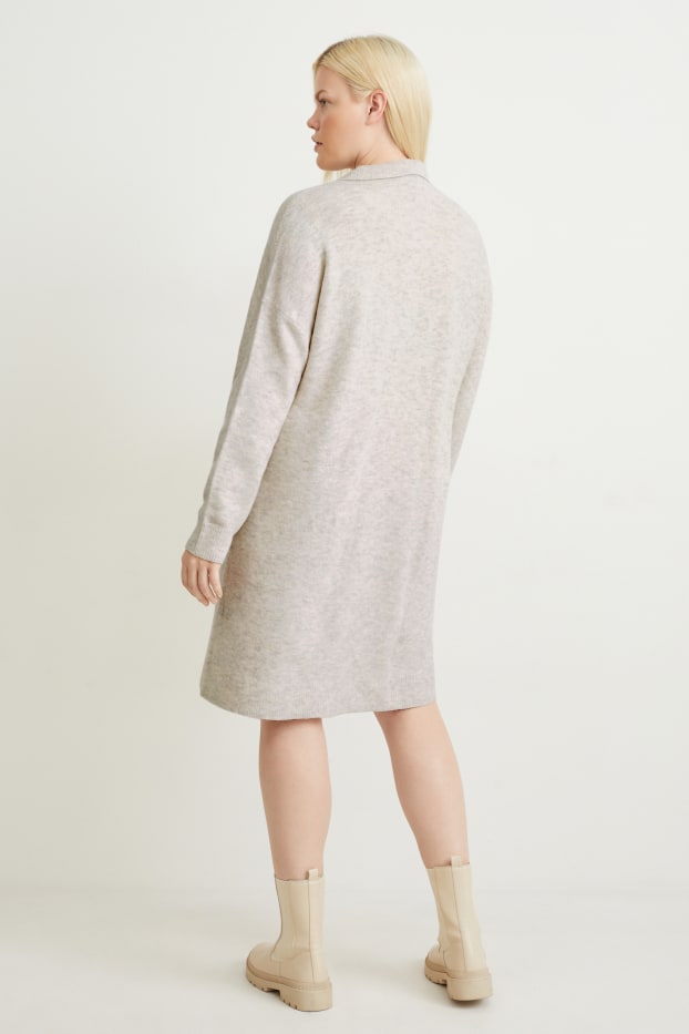 Femei - Rochie din tricot - gri deschis melanj