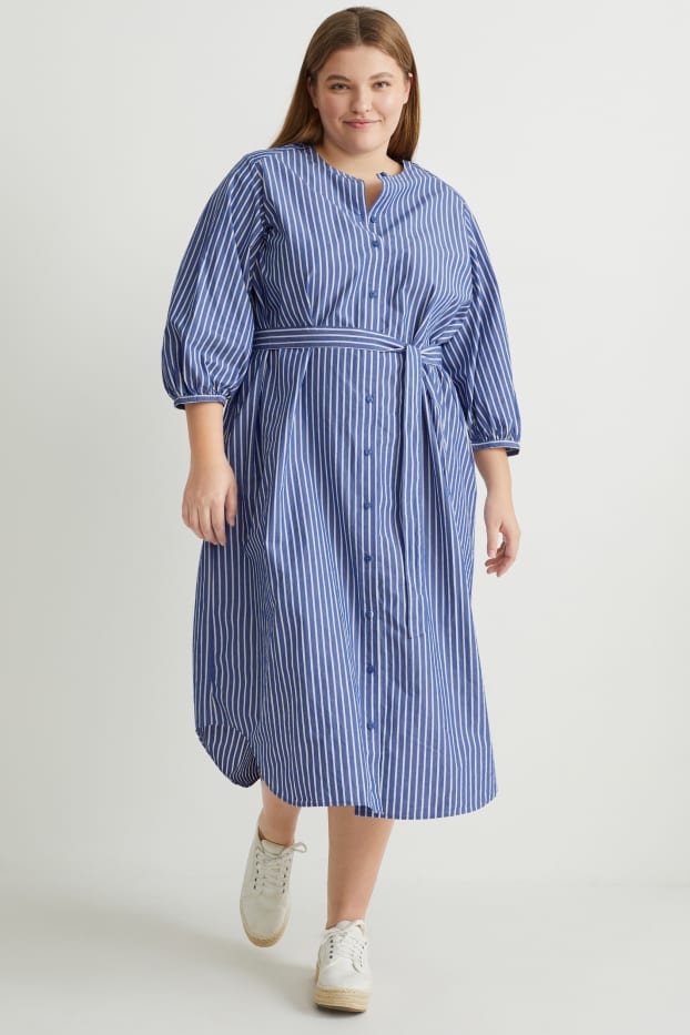 Women - Shirt dress - striped - blue / white