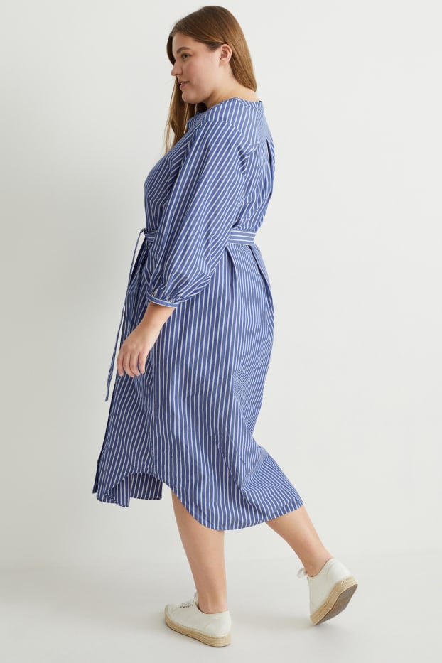 Women - Shirt dress - striped - blue / white