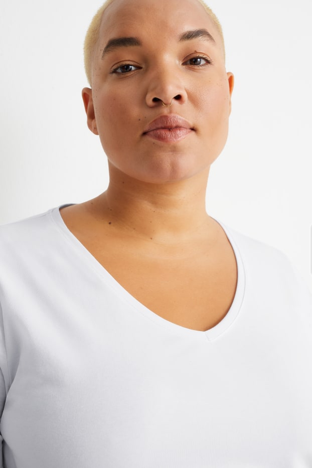 Women - Multipack of 2 - V-neck T-shirt - white