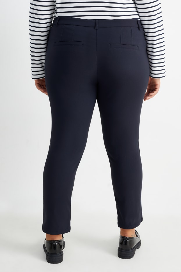 Femmes - Pantalon en toile - mid waist - straight fit - bleu foncé