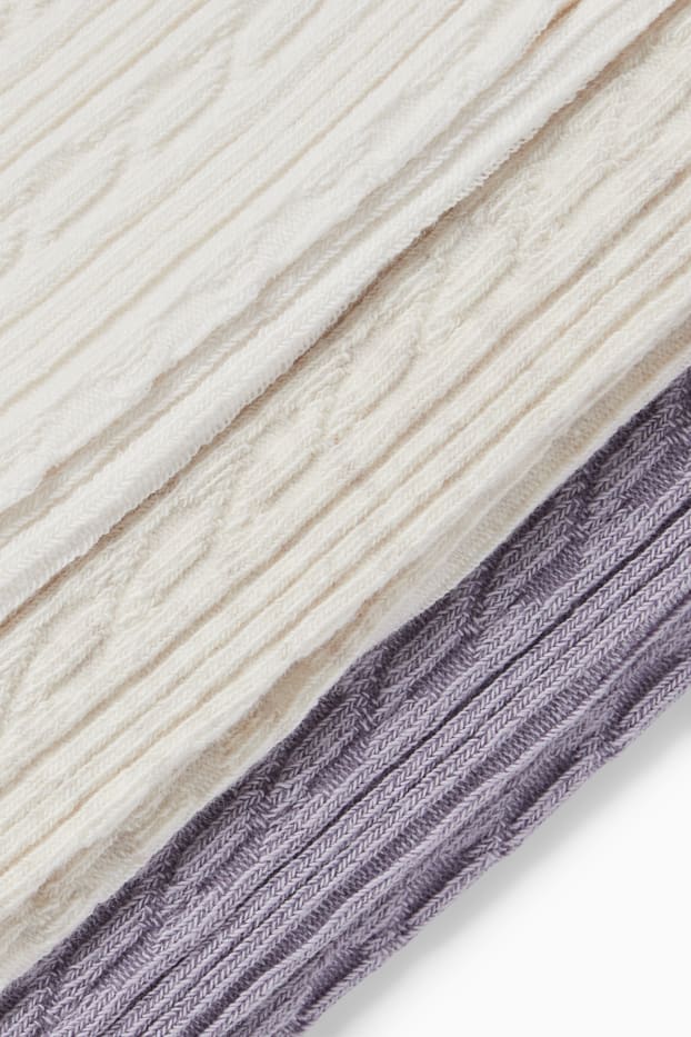 Bébés filles - Lot de 3 - collants pour bébé - motif tressé - blanc crème