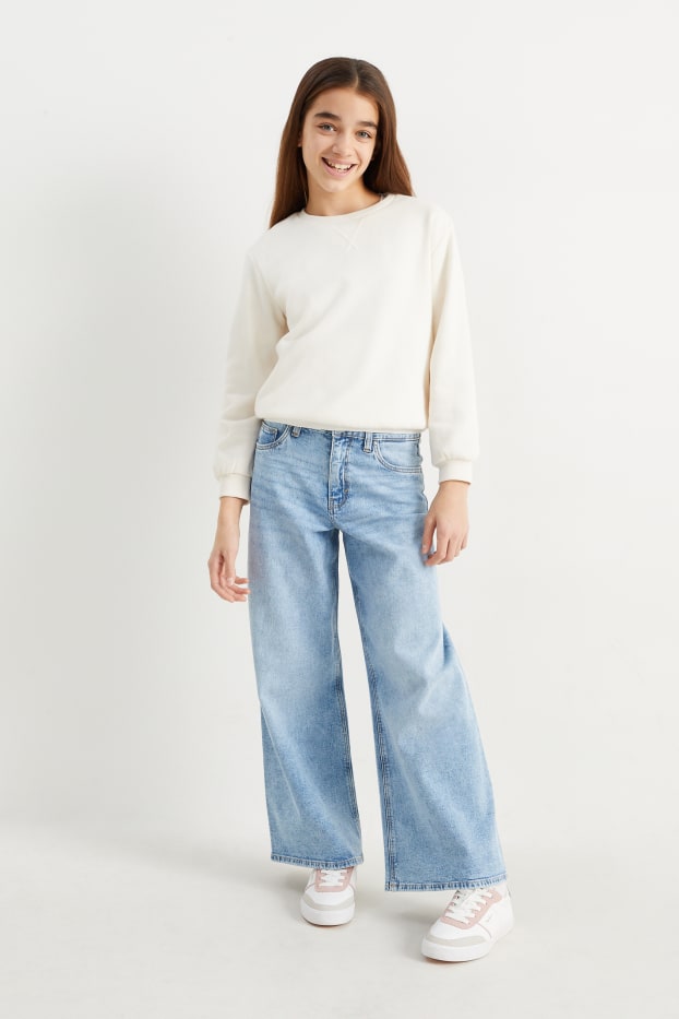 Children Girls - Wide leg jeans - denim-light blue