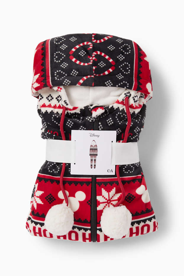 Damen - Weihnachts-Fleece-Onesie mit Kapuze - Micky Maus - rot