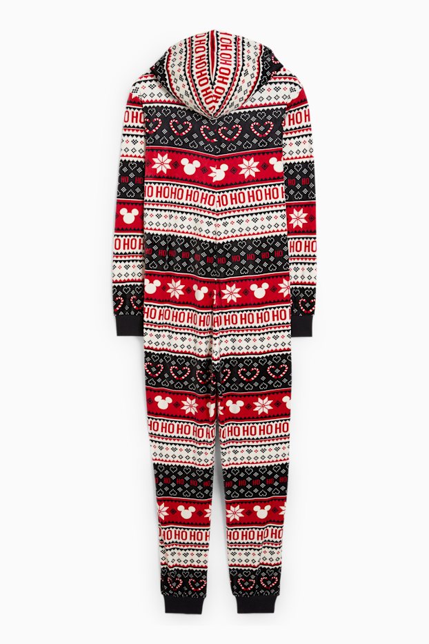 Damen - Weihnachts-Fleece-Onesie mit Kapuze - Micky Maus - rot