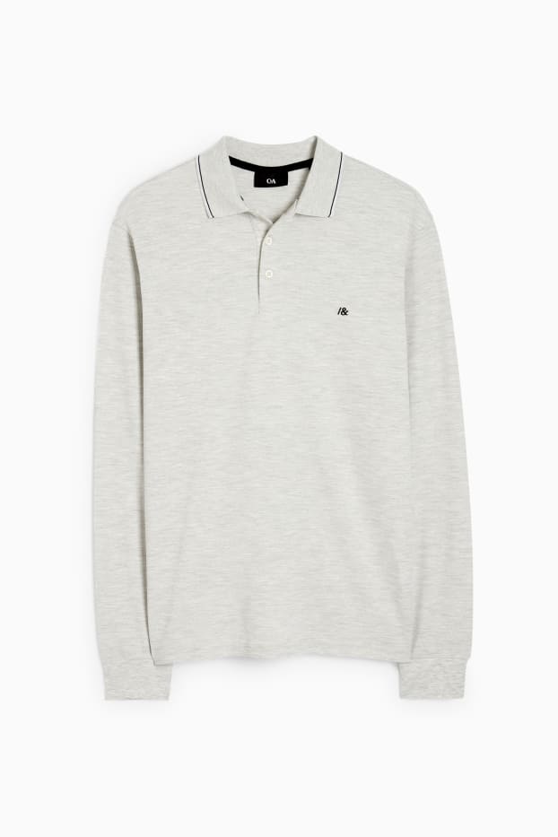 Men - Polo shirt - light gray-melange