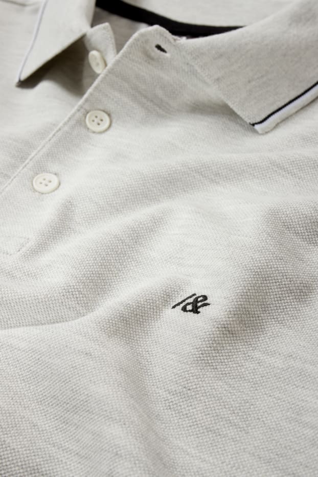 Men - Polo shirt - light gray-melange